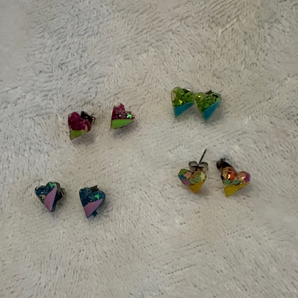 Claire's Multicolor Heart Earrings Set